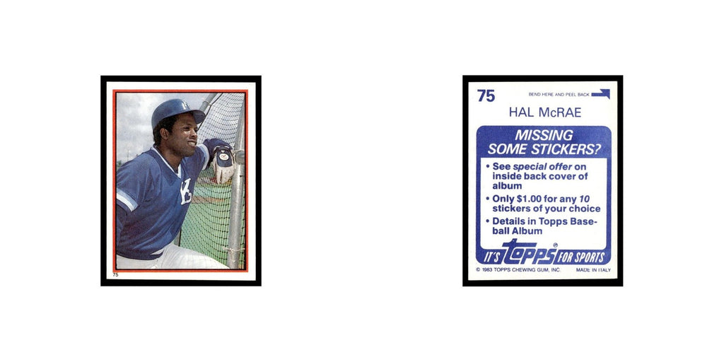 Hal McRae 1983 Topps Stickers #75 Kansas City Royals Baseball Card NM