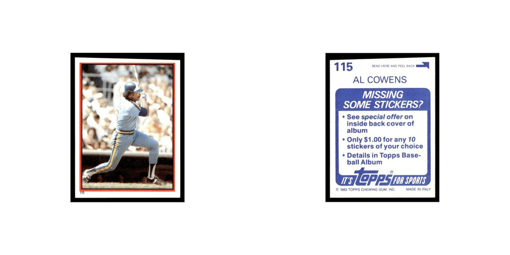 Al Cowens 1983 Topps Stickers #115 Seattle Mariners Baseball Card NM