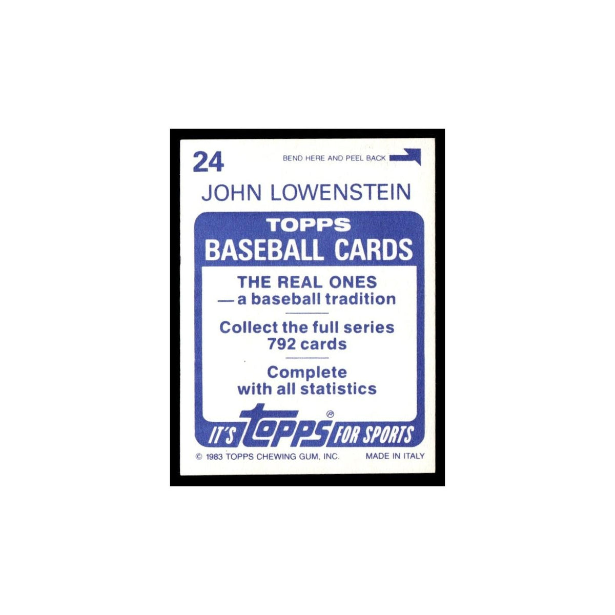 John Lowenstein 1983 Topps Stickers #24 Baltimore Orioles Baseball Card NM