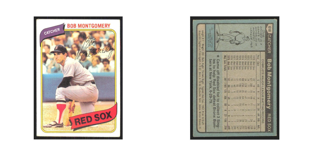 1980 Topps bob Montgomery Red Sox #618
