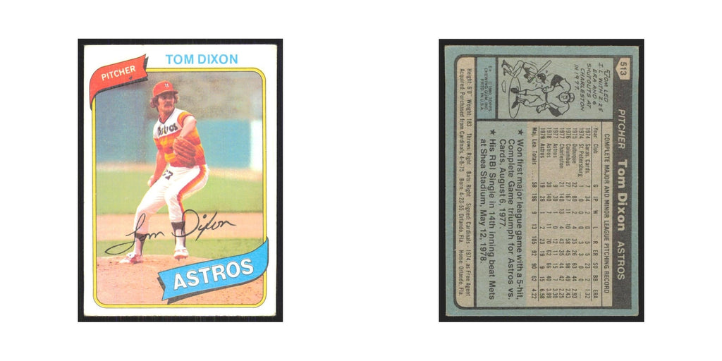1980 Topps Tom Dixon Astros #513