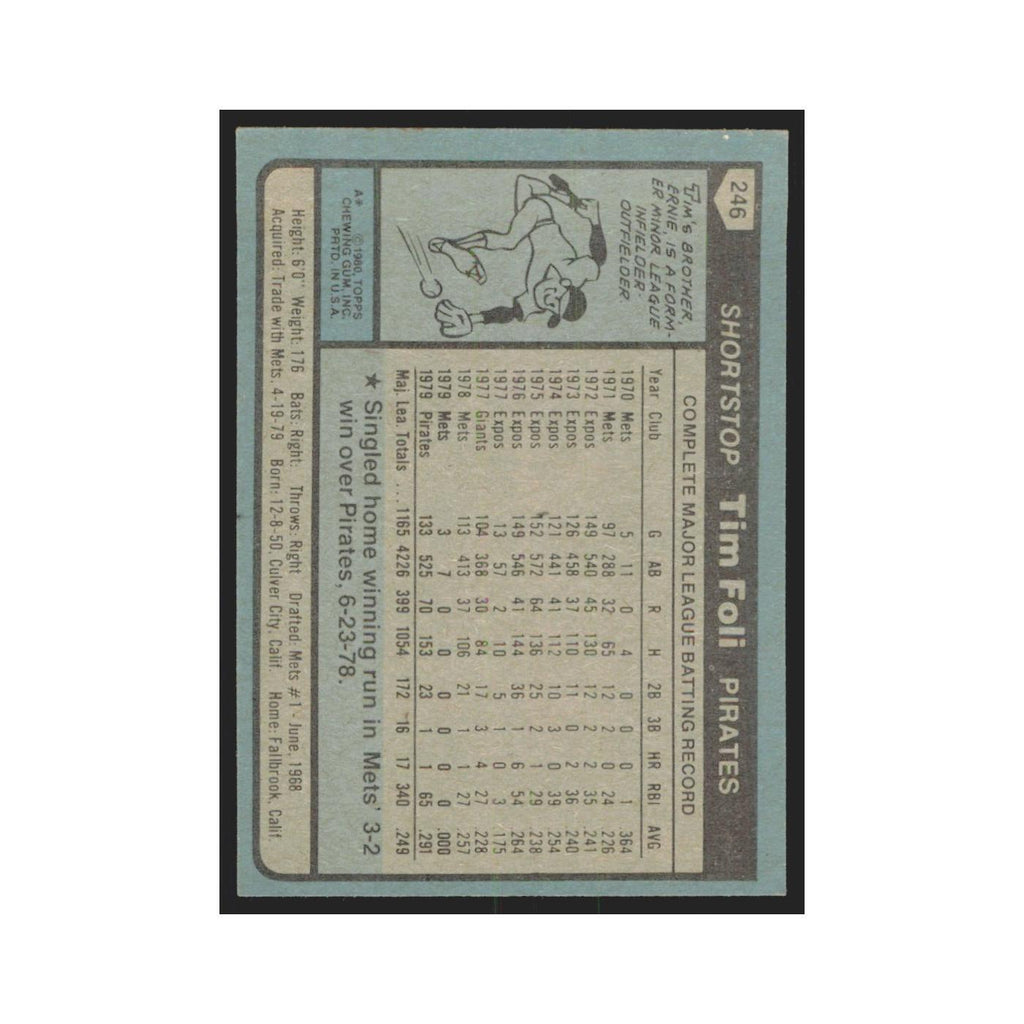 1980 Topps Tim Foli Pirates #246