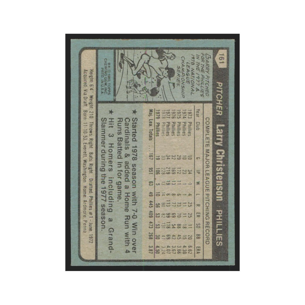 1980 Topps Larry Christenson Phillies #161