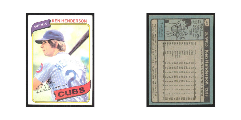 1980 Topps Ken Henderson Cubs #523