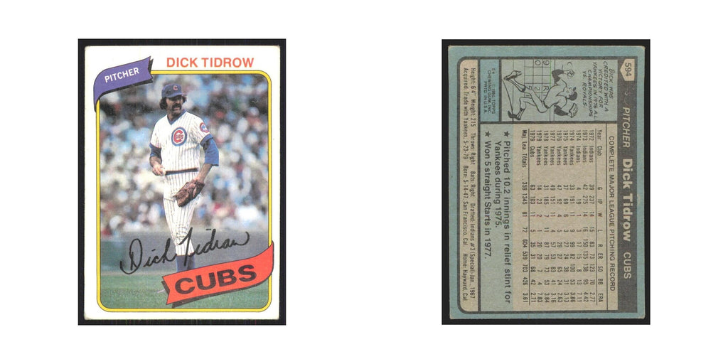 1980 Topps Dick Tidrow Cubs #594