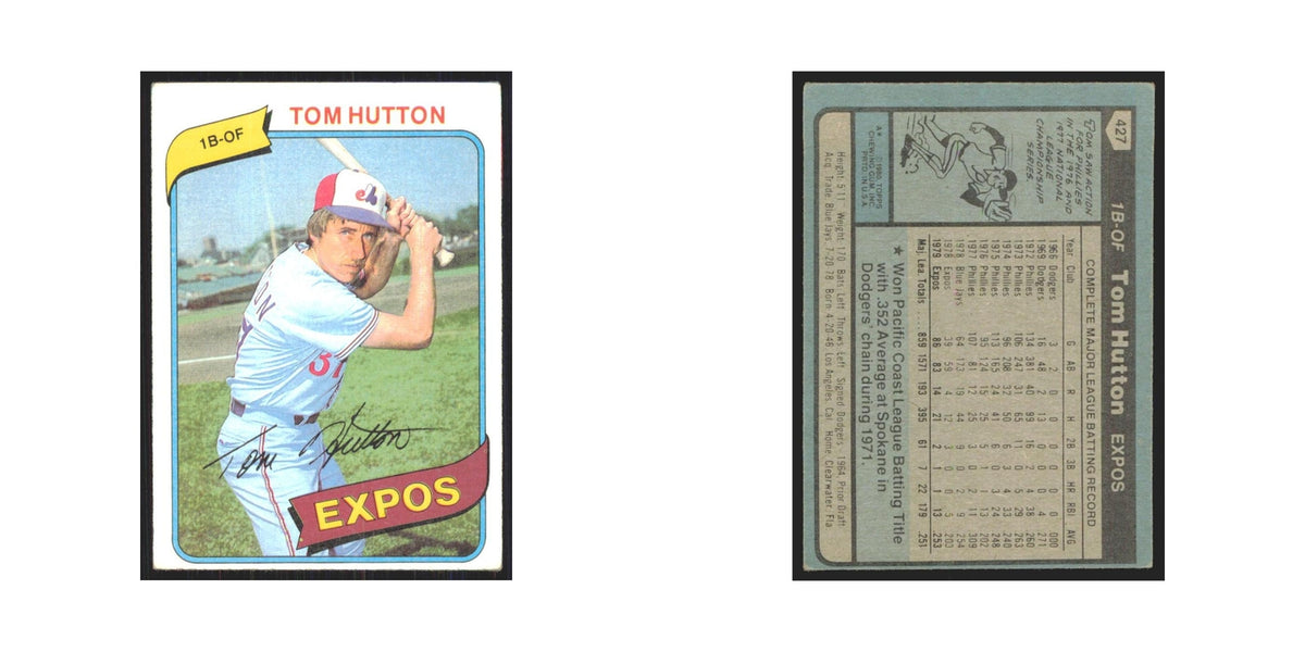 1980 Topps Tom Hutton Montreal Expos #427