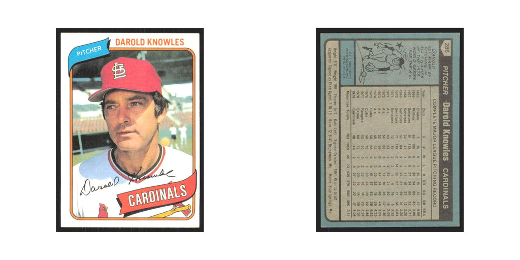 1980 Topps Darold Knowles Cardinals #286