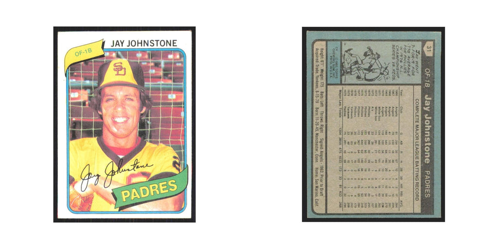 1980 Topps Jay Johnstone Padres #31