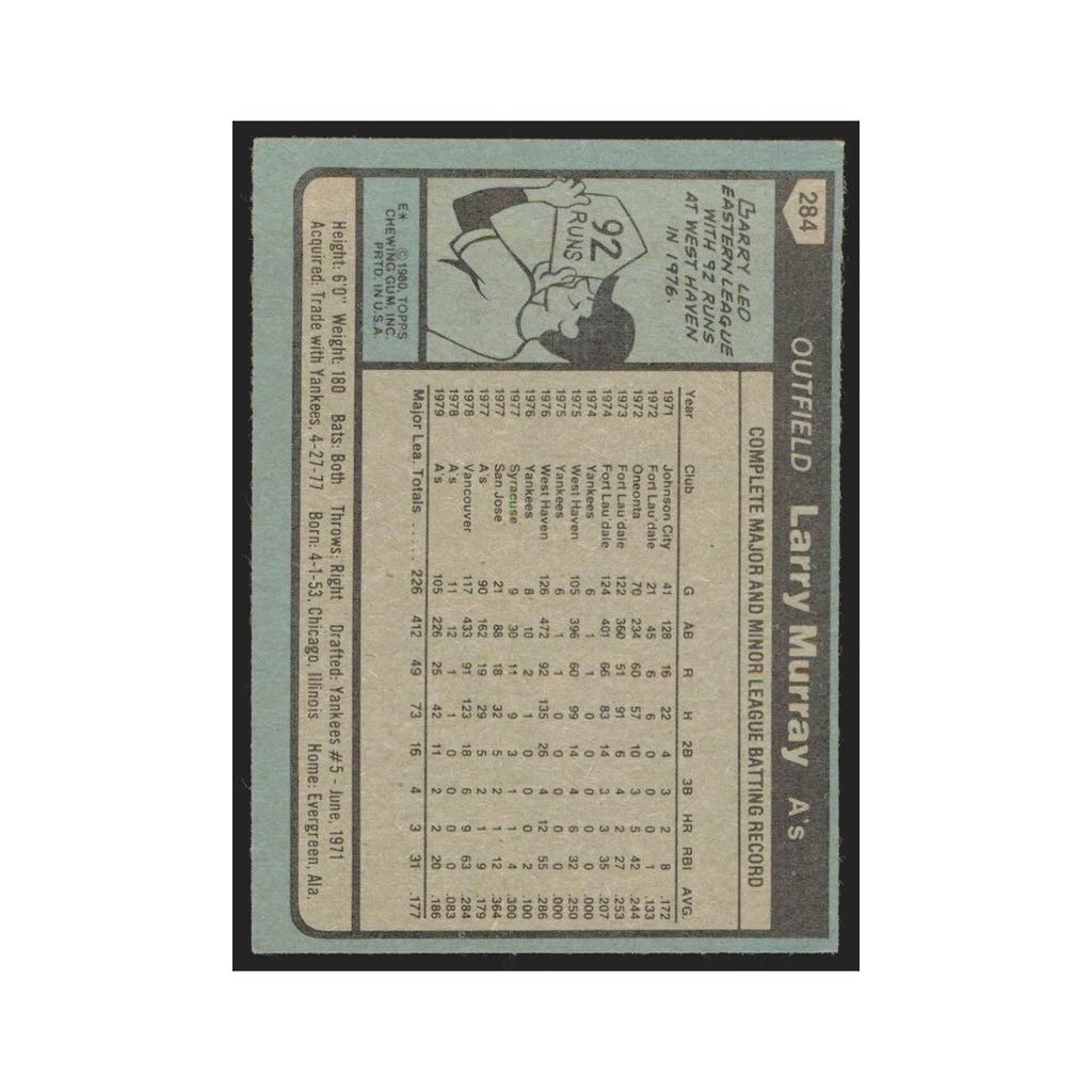 1980 Topps Larry Murray Athletics #284
