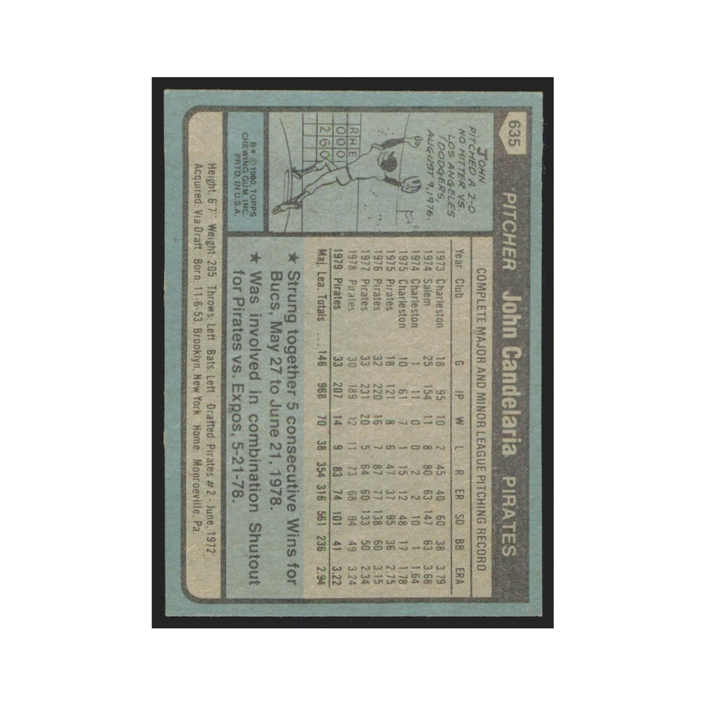 1980 Topps John Candelaria Pirates #635