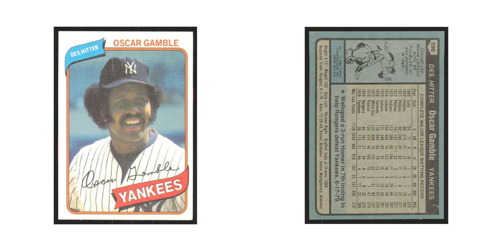 1980 Topps Ocar Gamble Yankees #398