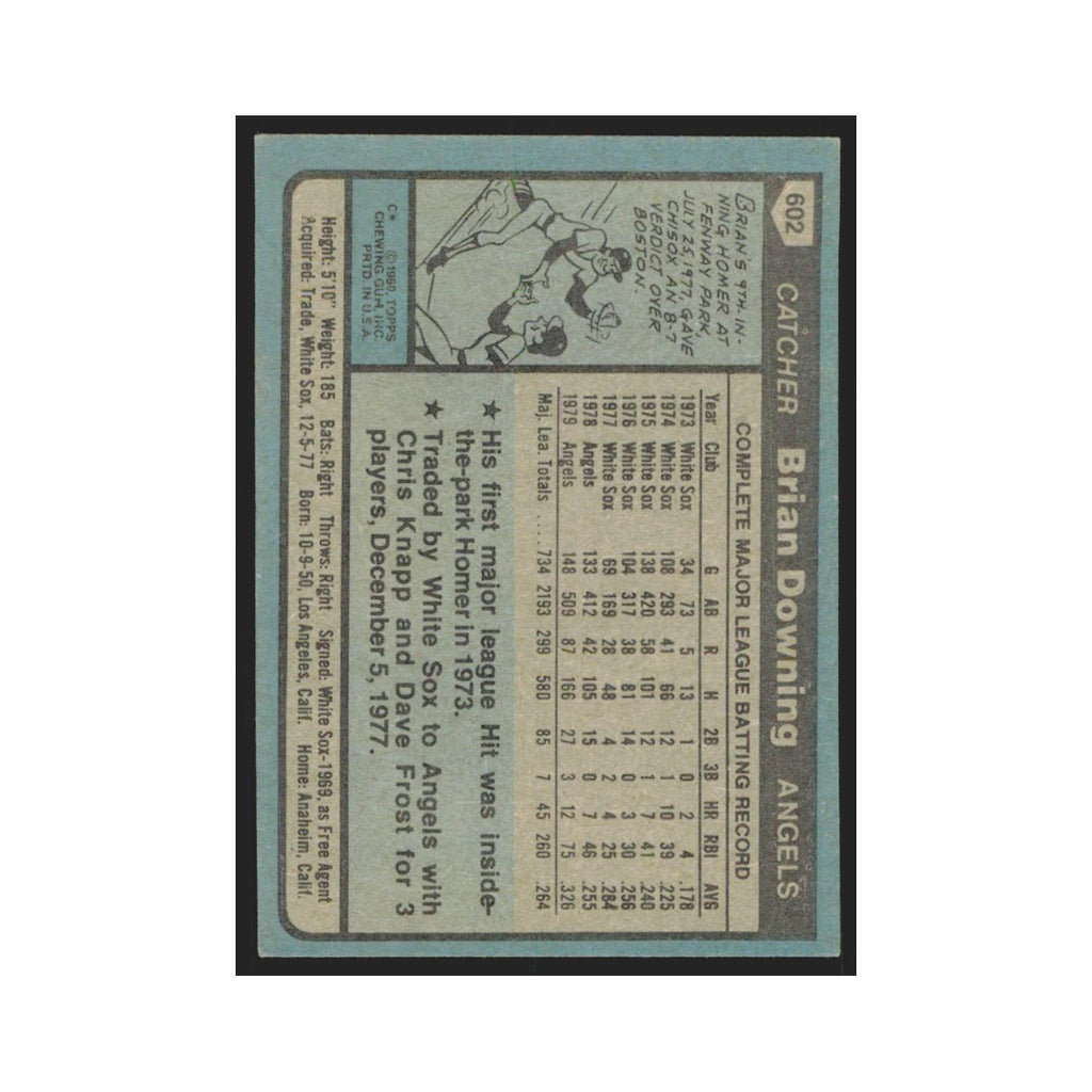 1980 Topps Brian Downing Angels #602