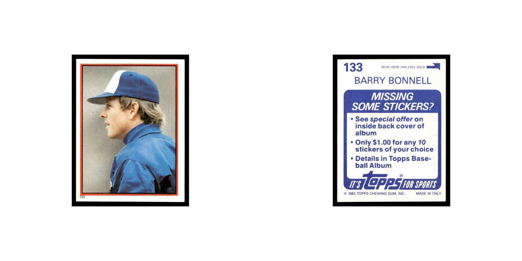 Barry Bonnell 1983 Topps Stickers #133 Toronto Blue Jays Baseball Card NM