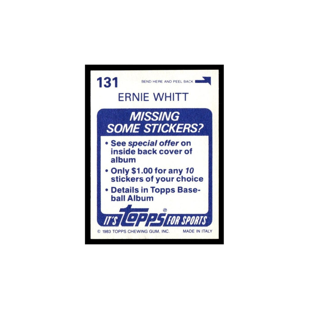Ernie Whitt 1983 Topps Stickers #131 Toronto Blue Jays Baseball Card NM
