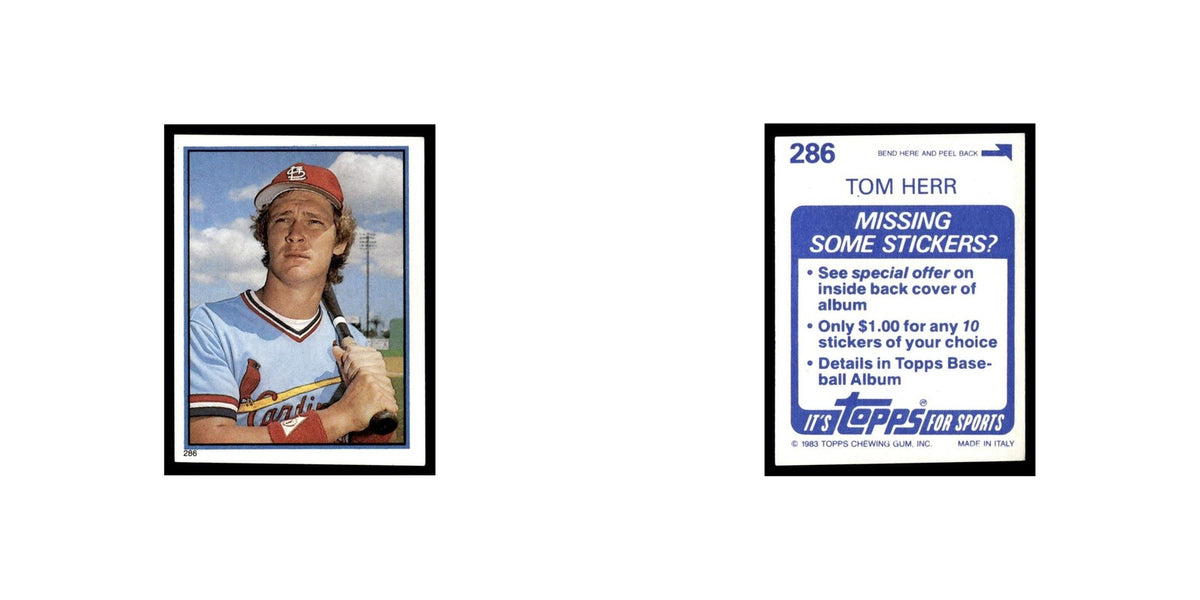 Tom Herr 1983 Topps Stickers #286 St. Louis Cardinals Baseball Card NM