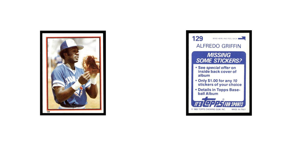 Alfredo Griffin 1983 Topps Stickers #129 Toronto Blue Jays Baseball Card NM