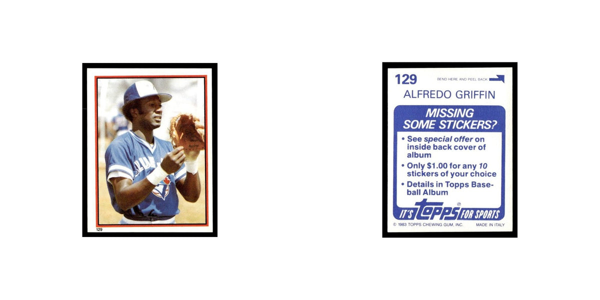 Alfredo Griffin 1983 Topps Stickers #129 Toronto Blue Jays Baseball Card NM