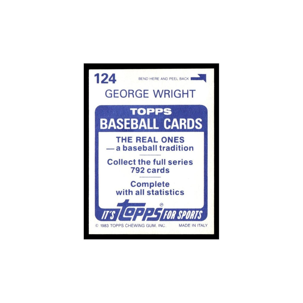 George Wright 1983 Topps Stickers #124 Texas Rangers Baseball Card NM