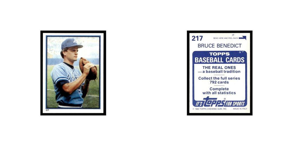Bruce Benedict 1983 Topps Stickers #217 Atlanta Braves Baseball Card NM