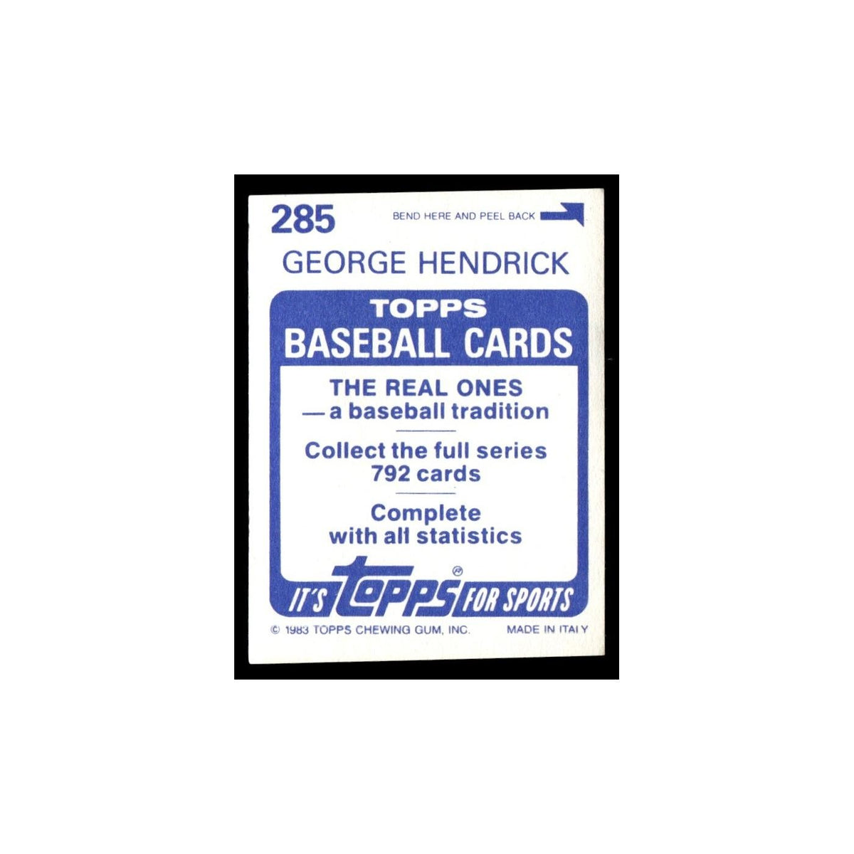 George Hendrick 1983 Topps Stickers #285 St. Louis Cardinals Baseball Card NM