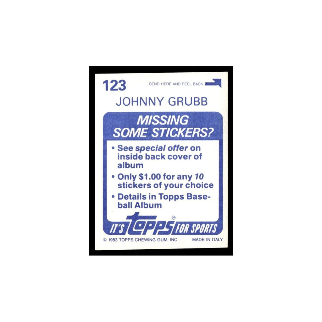 Johnny Grubb 1983 Topps Stickers #123 Texas Rangers Baseball Card NM