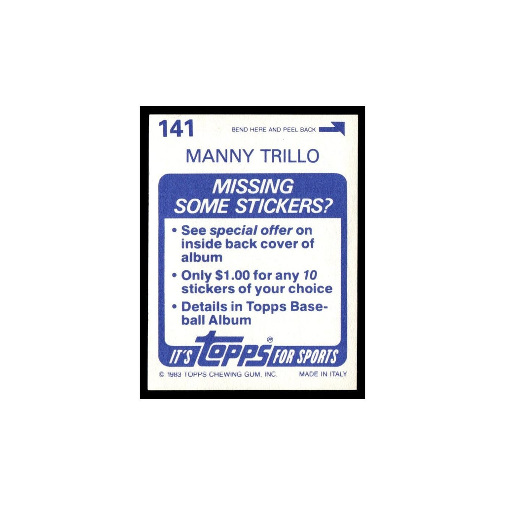 Manny Trillo 1983 Topps Stickers #141 Philadelphia Phillies Baseball Card NM