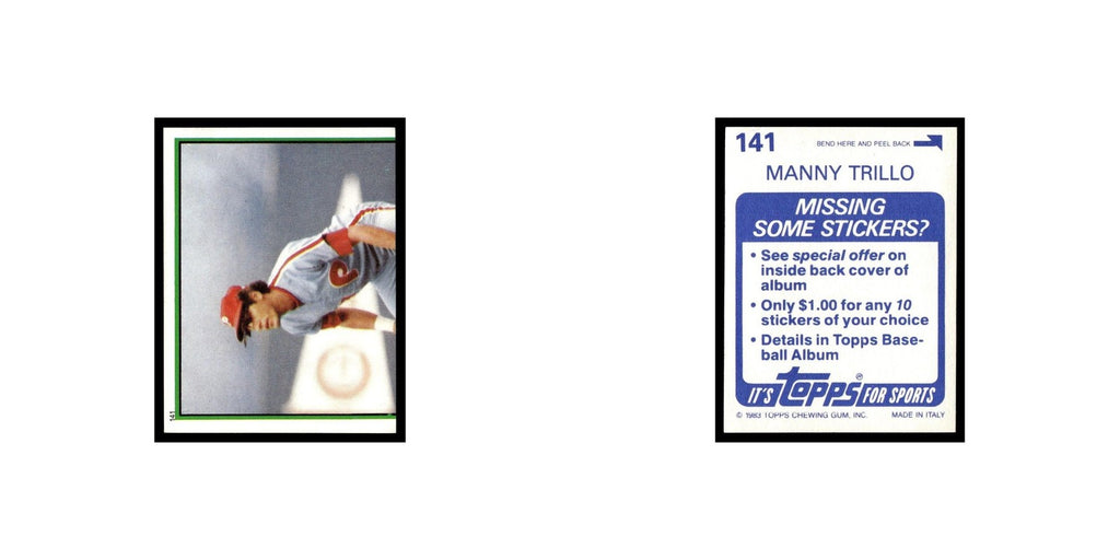Manny Trillo 1983 Topps Stickers #141 Philadelphia Phillies Baseball Card NM