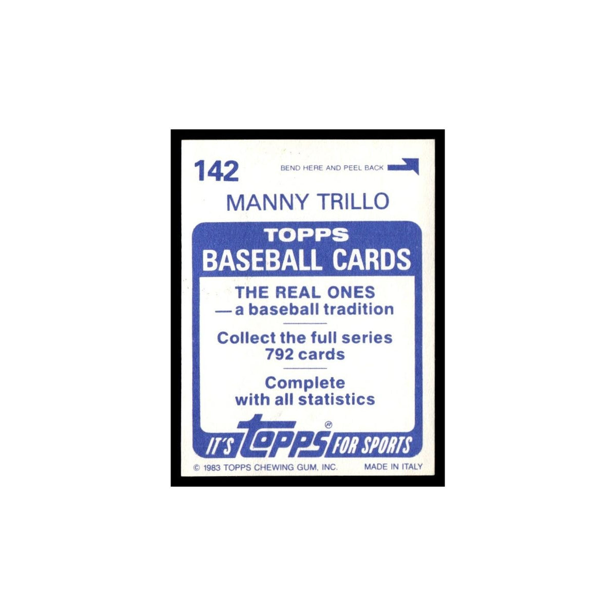 Manny Trillo 1983 Topps Stickers #142 Philadelphia Phillies Baseball Card NM