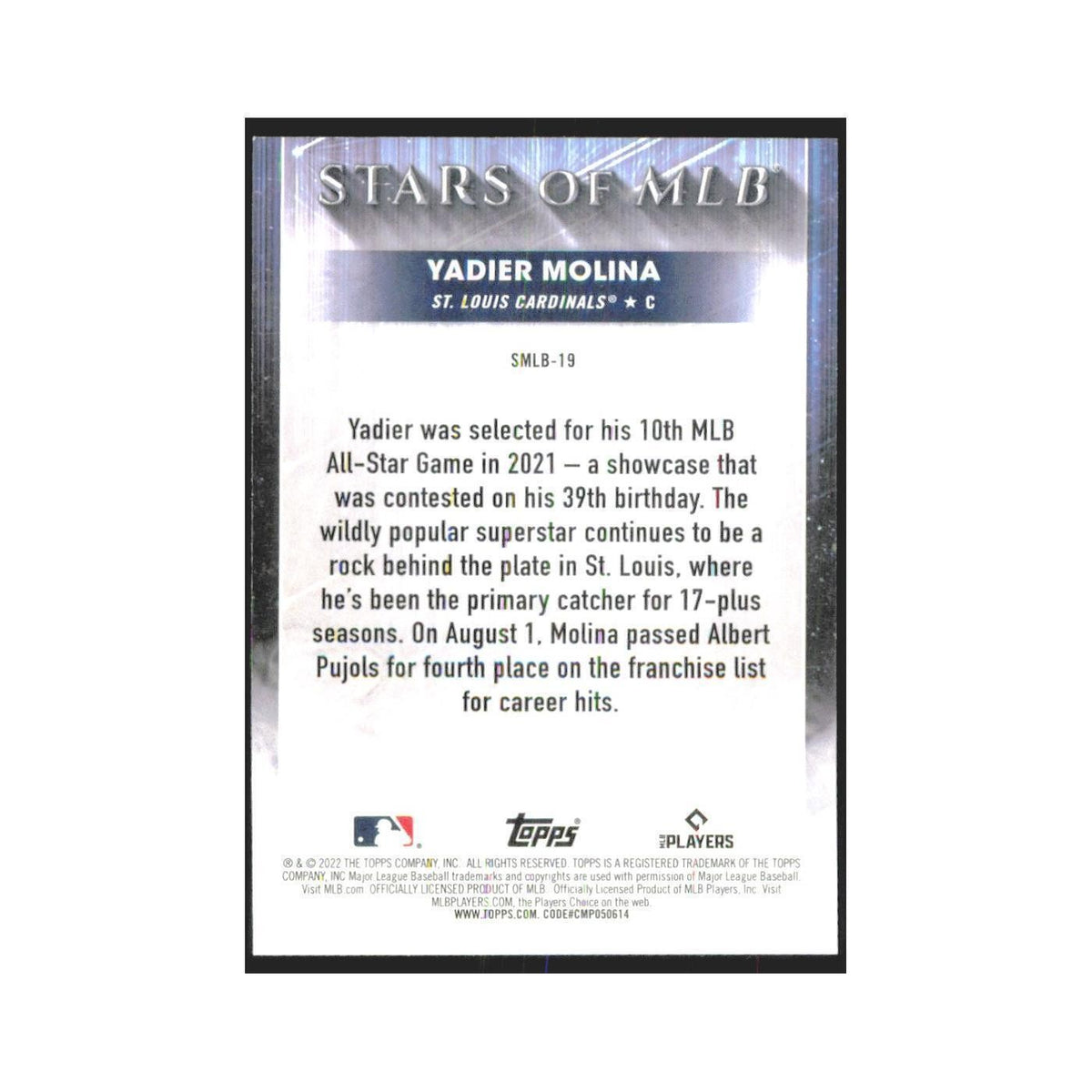 2022 Topps Yadier Molina Cardinals #SMLB-19
