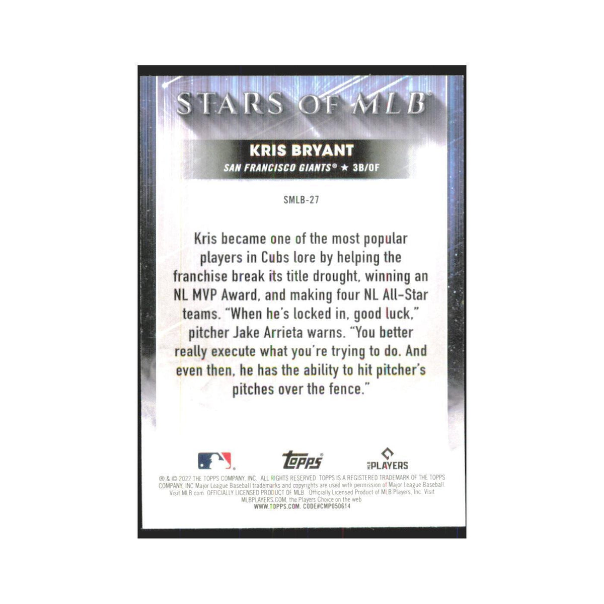 2022 Topps Kris Bryant Giants #SMLB-27
