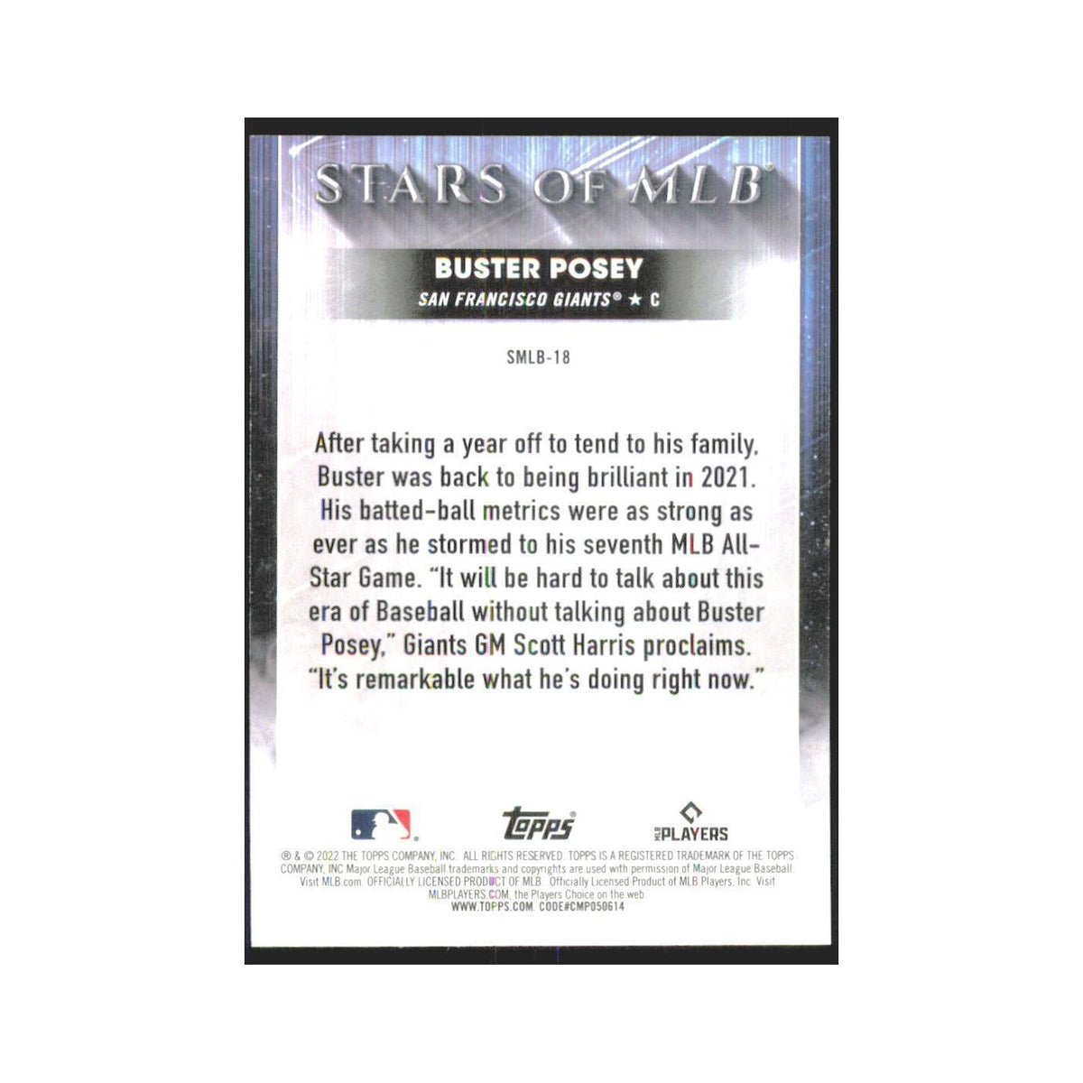 2022 Topps Buster Posey Giants #SMLB-18