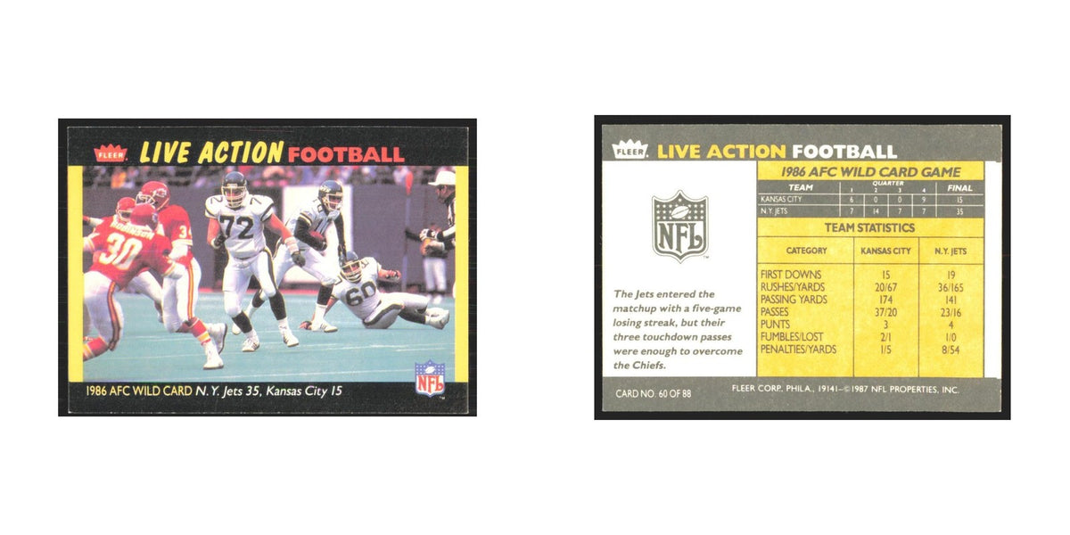 1987 Fleer Wild Card N.Y. Jets/Kansas City Chiefs #60