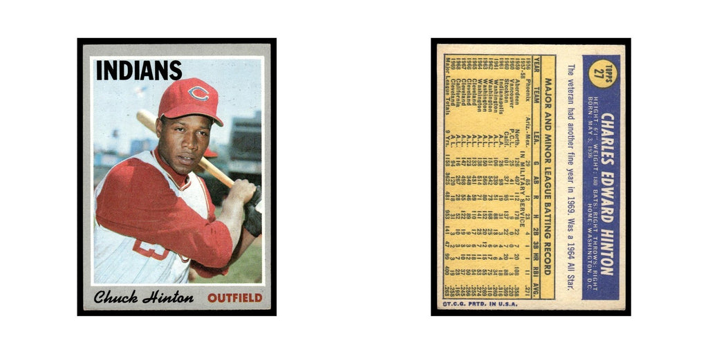 Chuck Hinton 1970 Topps #27 Cleveland Indians Baseball Card EX