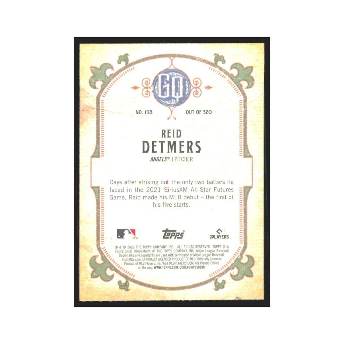 2022 Gypsy Queen Reid Detmers RC Angels #198