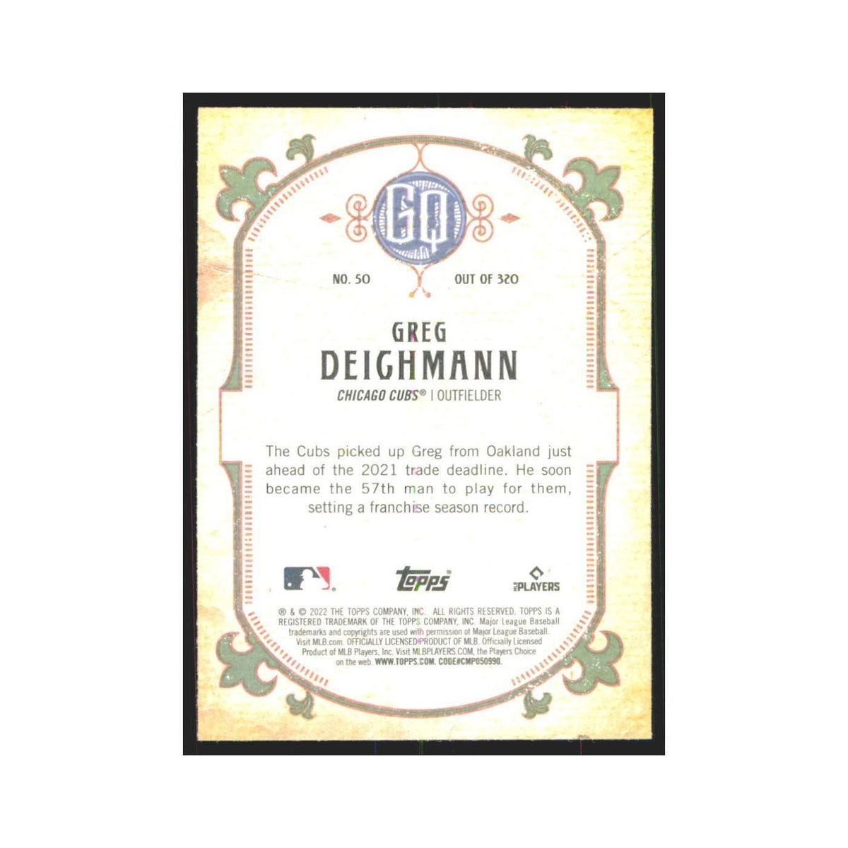 2022 Gypsy Queen Greg Deichmann RC Cubs #50