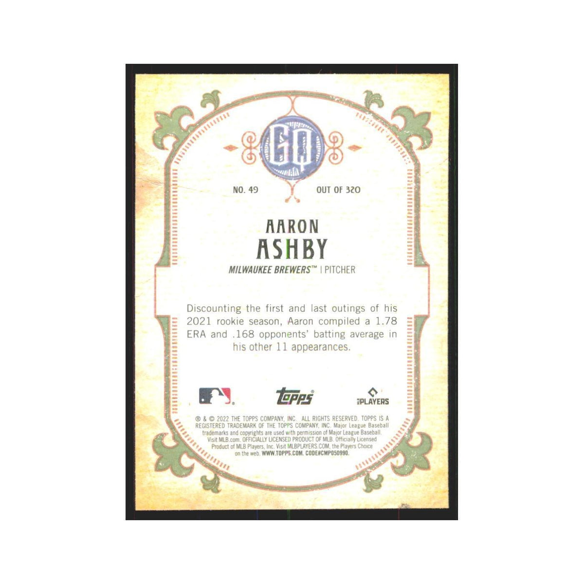 2022 Gypsy Queen Aaron Ashby RC Brewers #49