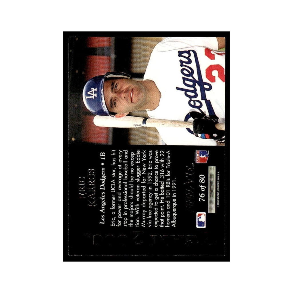 Eric Karros 1992 Pinnacle Team 2000 #76 Los Angeles Dodgers Baseball Card NM