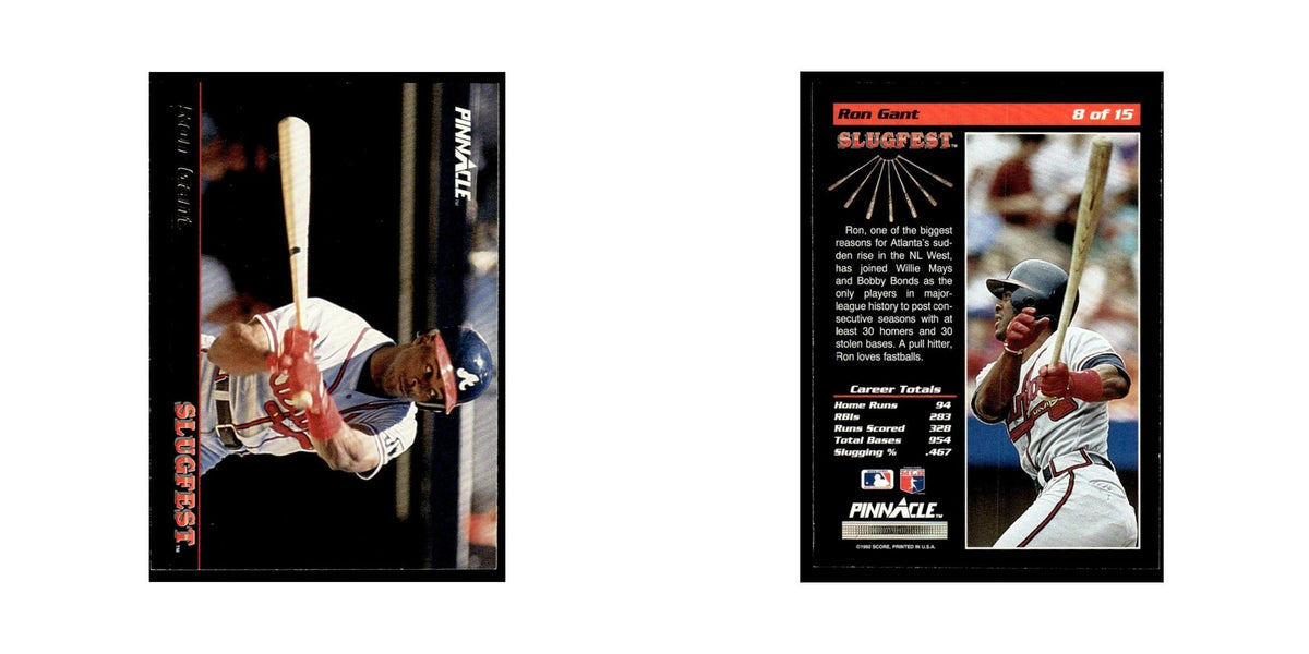 Ron Gant 1992 Pinnacle Slugfest #8 Atlanta Braves Baseball Card NM