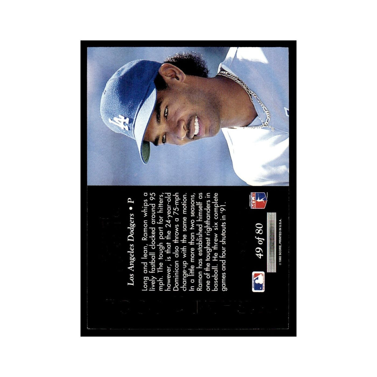Ramon Martinez 1992 Pinnacle Team 2000 #49 Los Angeles Dodgers Baseball Card NM