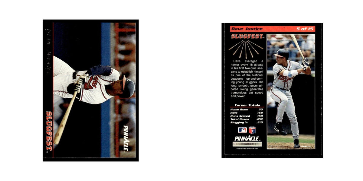 Dave Justice 1992 Pinnacle Slugfest #5 Atlanta Braves Baseball Card NM