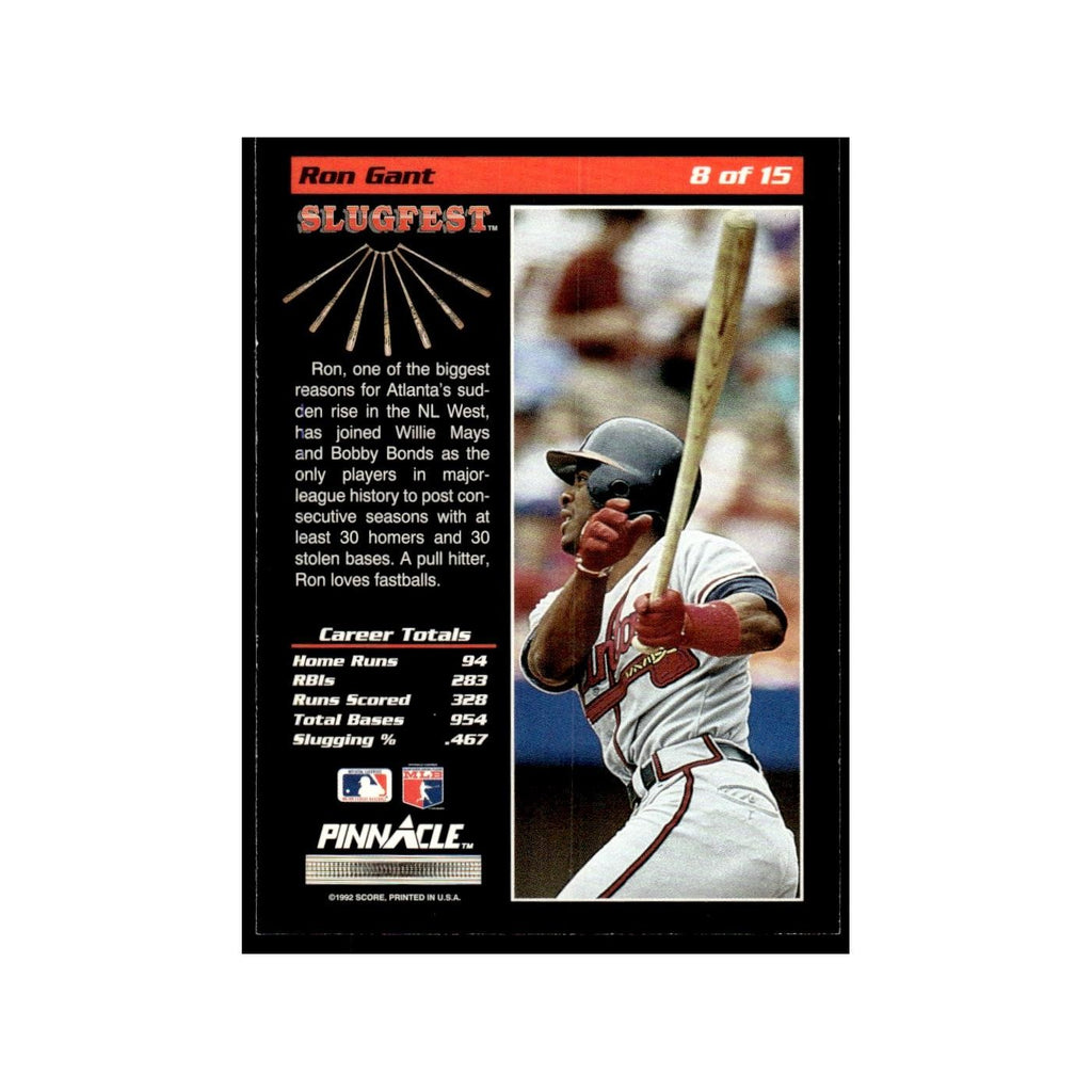 Ron Gant 1992 Pinnacle Slugfest #8 Atlanta Braves Baseball Card NM