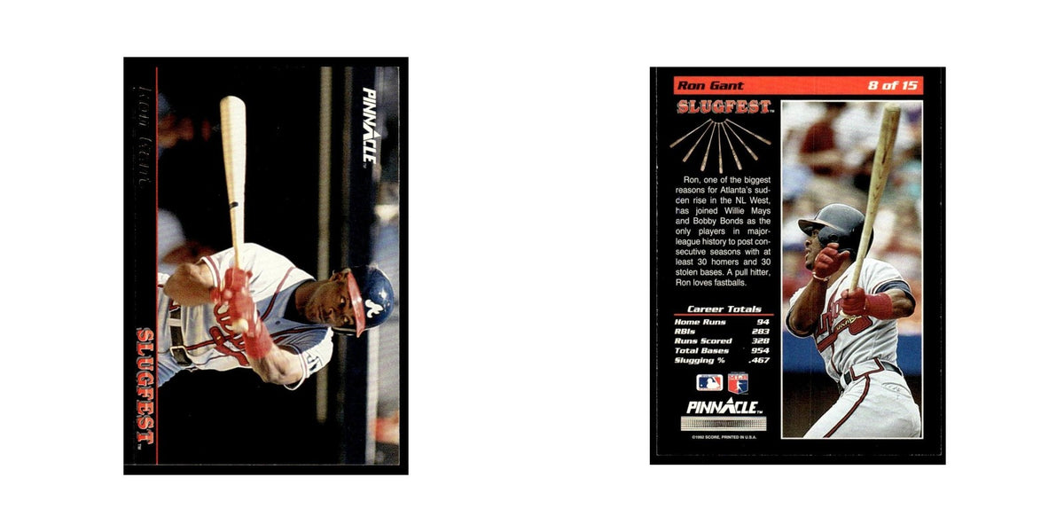 Ron Gant 1992 Pinnacle Slugfest #8 Atlanta Braves Baseball Card NM
