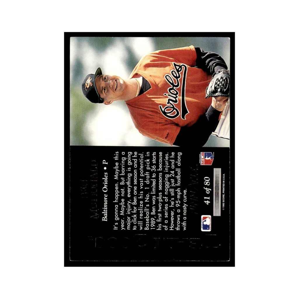 Ben McDonald 1992 Pinnacle Team 2000 #41 Baltimore Orioles Baseball Card NM