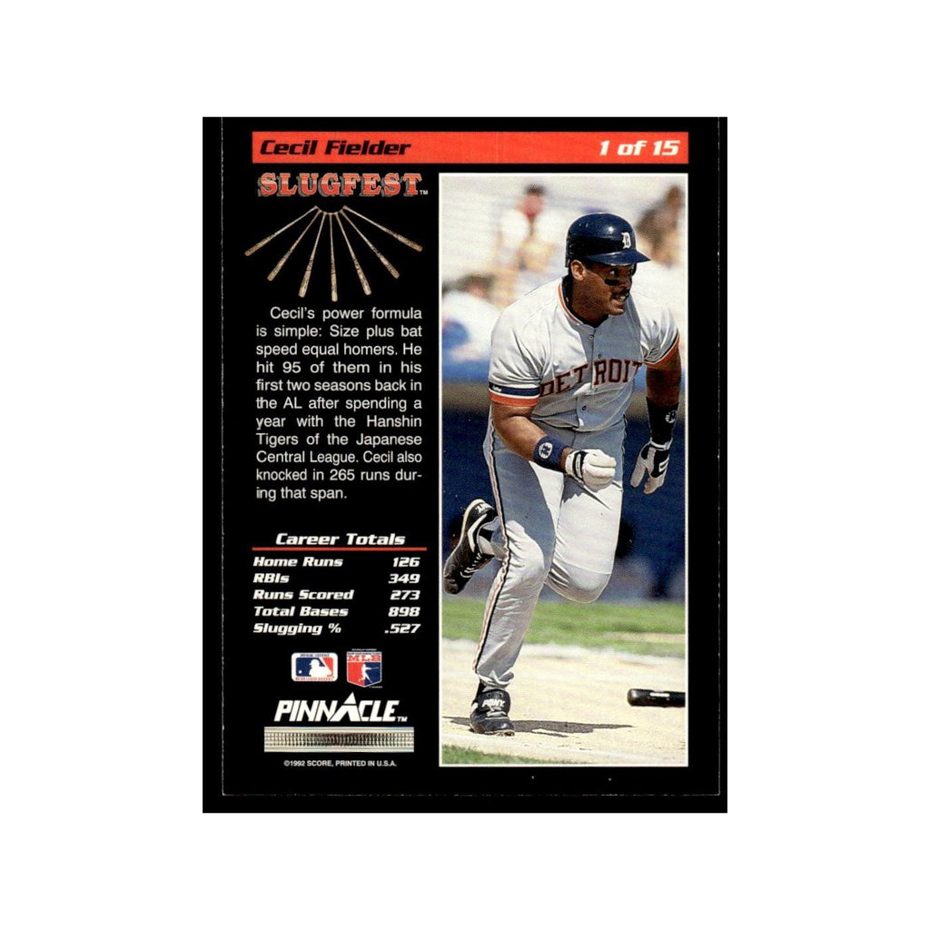 Cecil Fielder 1992 Pinnacle Slugfest #1 Detroit Tigers Baseball Card NM