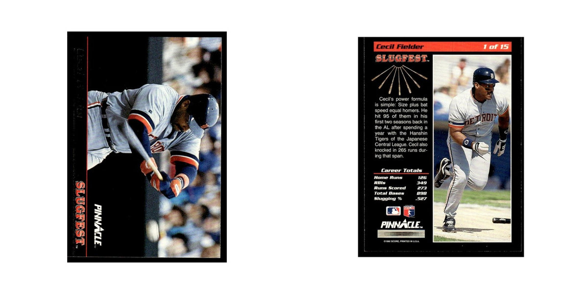 Cecil Fielder 1992 Pinnacle Slugfest #1 Detroit Tigers Baseball Card NM