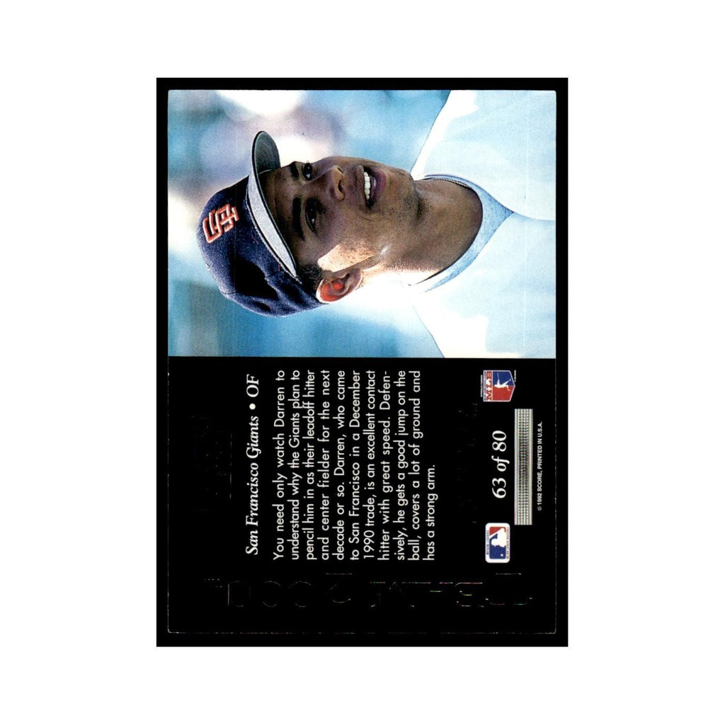 Darren Lewis 1992 Pinnacle Team 2000 #63 San Francisco Giants Baseball Card NM