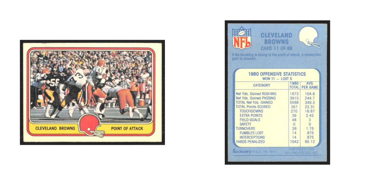 1981 Fleer Cleveland Browns Offense Browns #11.0