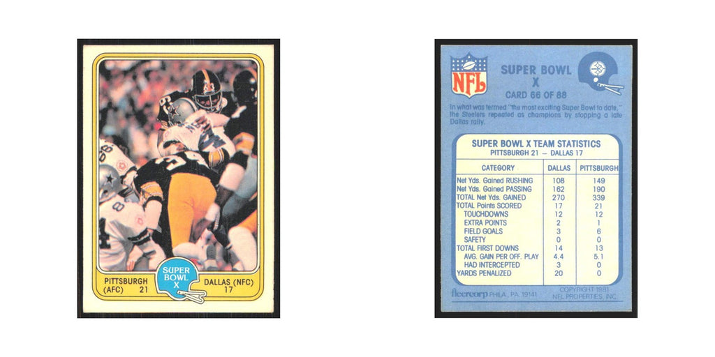 1981 Fleer Super Bowl X Pittsburgh Steelers/Dallas Cowboys #66.0
