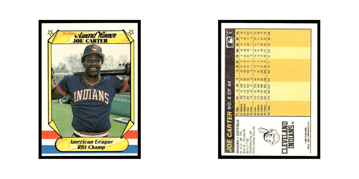 Joe Carter 1987 Fleer Award Winners #8 Cleveland Indians Baseball Card NM