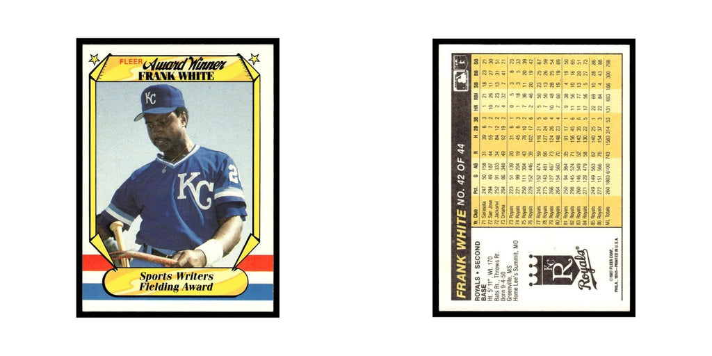 Frank White 1987 Fleer Award Winners #42 Kansas City Royals Baseball Card NM